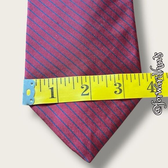 Tommy Hilfiger Red Necktie with Blue Pinstriping – 56 Inches Long - Picture 5 of 9